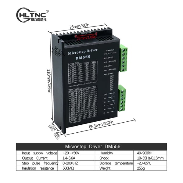 Steppermotor, 3Nm Moment, DM556 Hybrid Step Driver, 8mm