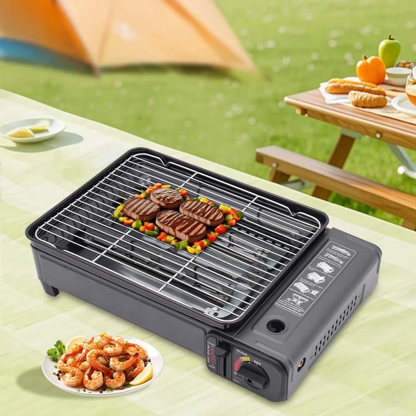 Campinggrill, Justerbar Eldkontroll, Bärbar Design,svart