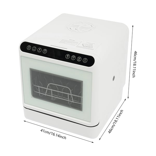 Mini opvaskemaskine, 1100W, 6L tankkapacitet, 220V-240V, berøringskontrol, 4 vaskeprogrammer