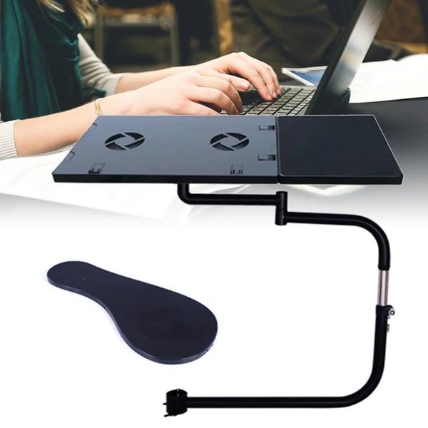 Stol Tastaturbakke, Justerbar Højde 42-60 cm, USB Køleventilator,sort