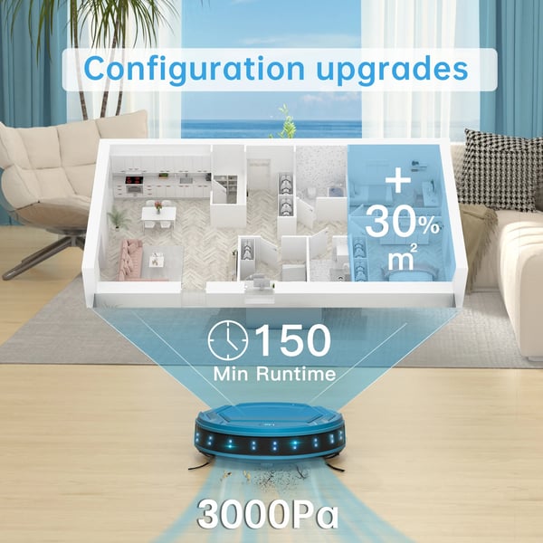 Robotstøvsuger, 3000Pa Sugeevne, Smart Navigation,EU, OKP K2P-EU
