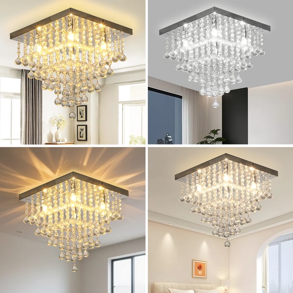 Loftlampe, Dæmpbar, 4 G9 Pære Sokler,krystal loftlampe, ændrebar, 38x38x39cm