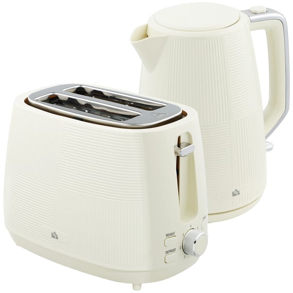 Toaster Sæt, 2 Skiver, 1,7L Kedel, 2200W Effekt,Beige