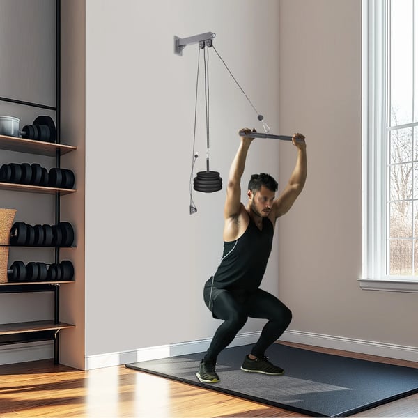 Fitness Pulley Kabel Sæt, Vægmonteret Design, Alsidige Øvelser,sort