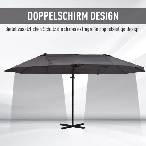 Solskærm Parasol, Metalramme, 440 cm Bredde, 270 cm Dybde, 250 cm Højde, UV Resistens