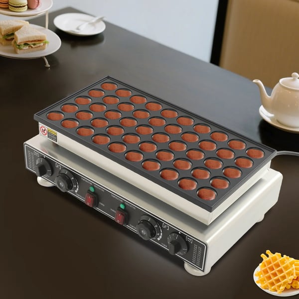 Mini Pandekage Maker, 50-Huls Non-Stick Design, Justerbar Temperaturkontrol,sort