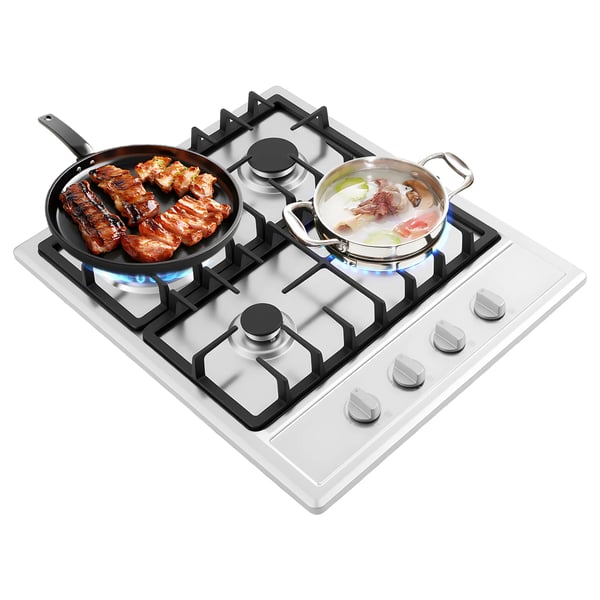 Kaasukeitin, 4 Poltinta, Ruostumaton Teräsdesign,musta