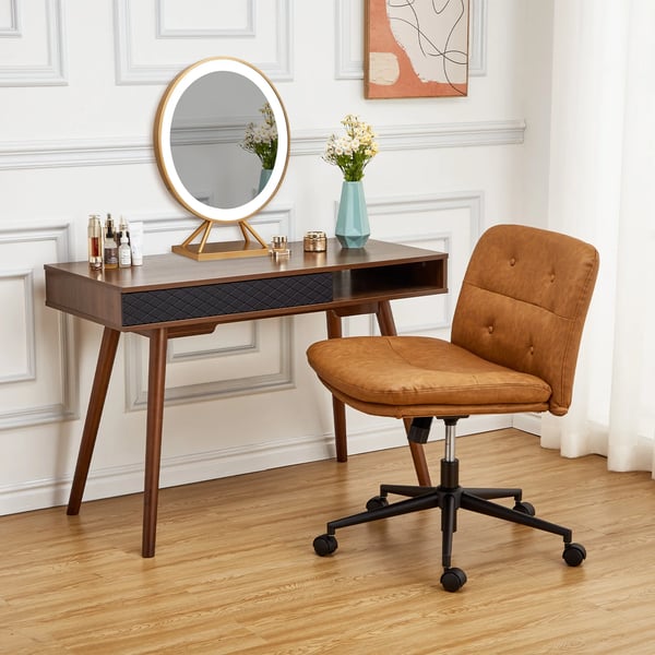 Kontorsstol, Ergonomisk Design, Tysta Hjul,Brun