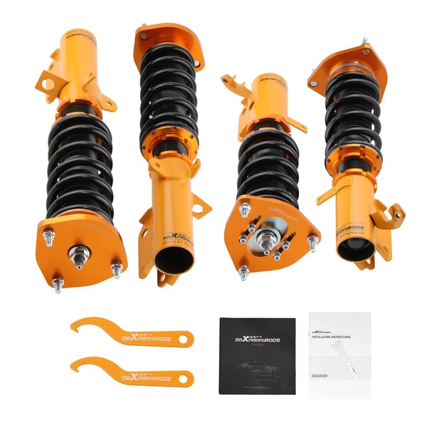 Coilover Dæmper, 24 Niveaus Justerbar Retur Dæmpning, Kompatibel med Toyota Corolla E90 E100 E110 AE92 AE101,guld