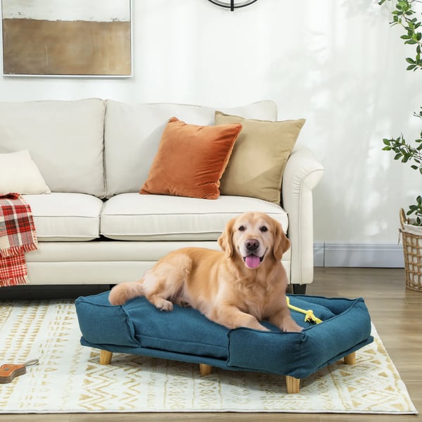 Hundesofa, Vaskbar Pude, Holdbart Polyester,96X66X24 cm, mørkeblå
