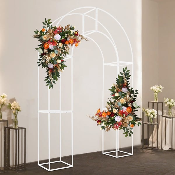 Bryllupsbue, Fritstående Design, Elegant Metalstruktur,2.3X1.5m, Mælkehvid