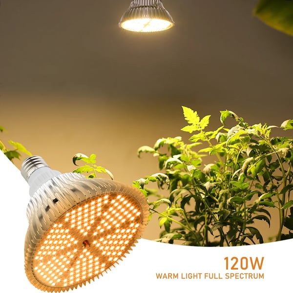 Phytolampe til planter, LED-vækstlampe til drivhus, varm hvid, COB-lamper med køleplade, 120 W fuldt spektrum