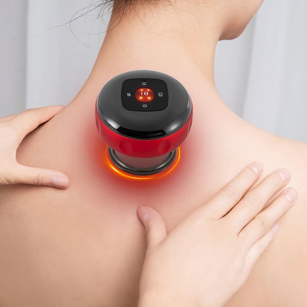 Elektrisk Cupping Massager, 12 Gear Sugekraft, Justerbar Temperatur 38-45℃, Letvægts og Bærbar,sort