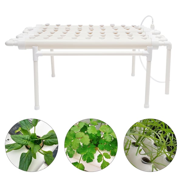 Hydroponiskt odlingskit, 54 växtplatser, 1 lager, PVC-U-material,VIT