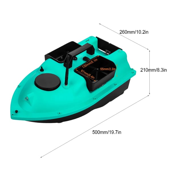 Fiskebåt med bete, GPS-funktionalitet, dubbelmotordesign,12000mAh