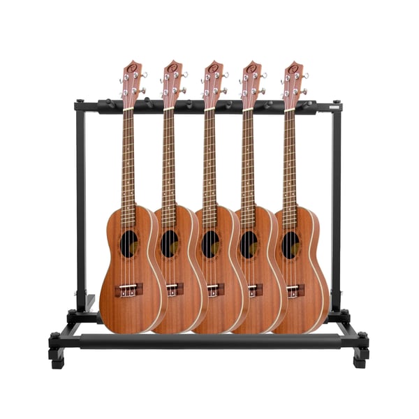 Guitar Rack Stativ, 5 Sædekapacitet, Jern + Svampemateriale,sort