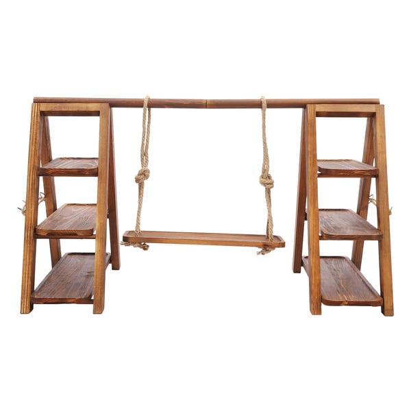 Jälkiruokapöytä, 3-tasoinen rakenne, elegantti puinen muotoilu,Suklaa