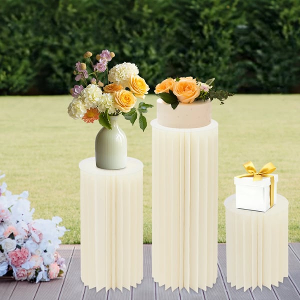 Cylinder Blomsterstand, Holdbar Display Design, Sæt af 3 Stande,HVID