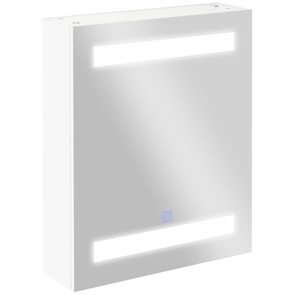 Kylpyhuonekaappi, Peili LED-valolla, 2 Hyllyä,Valkoinen