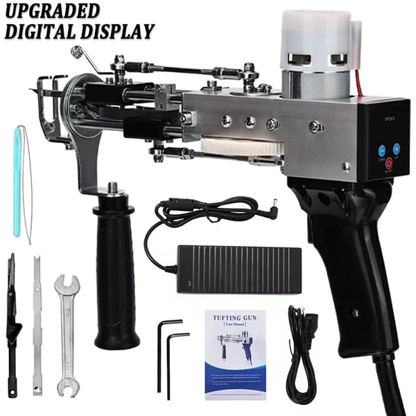Tufting Gun, Ergonomisk Design, Digital Hastighetskontroll,2 i1 EU PLUG