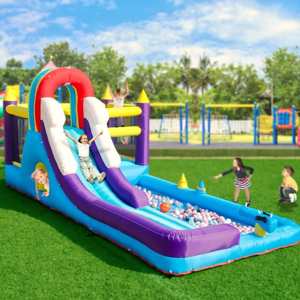 Oppustelig Rutsjebane, Vandfunktion, Holdbart Oxford Stof,4.9x2.16x2.07m