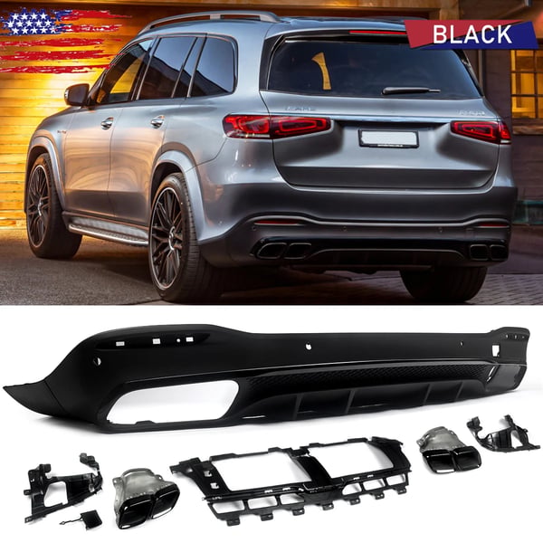 Bageste diffuserlip bumper, kompatibel med Mercedes Benz GLS klasse X167, forbedrer aerodynamik, nem installation,63 stil