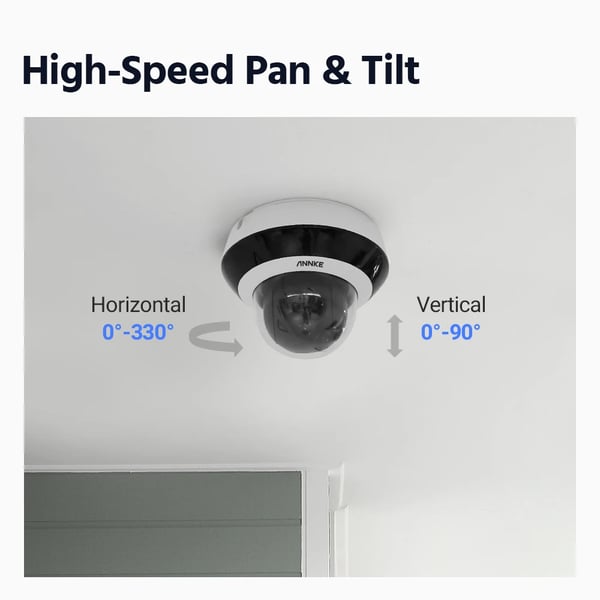 IP-turvakamera, 4MP resoluutio, yökuvaus jopa 20 metriä, 4x optinen zoom, 110° katselukulma, PoE-virransyöttö