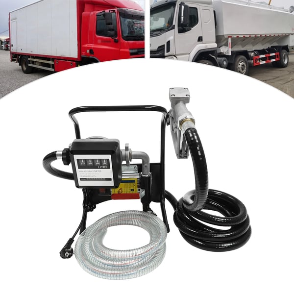 Elektrisk måleolie pumpe, selvprimende, bærbar diesel dispenser,sort, EU, 220V
