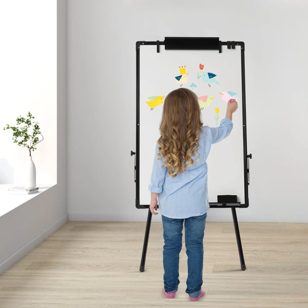 Whiteboard, Magnetic Surface, Foldable Stand, Adjustable Height, User-Friendly Design