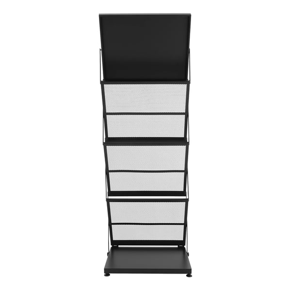Brochure Display Stand, Premium Jernmateriale, 3-Tiers Design, Foldbar for Nem Opbevaring, Justerbar Topplade, 17,7 x 14 Tommer Base