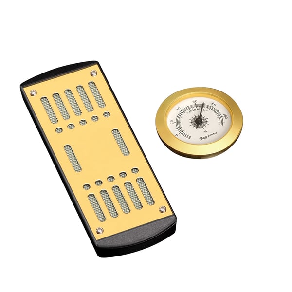 Cedertræ Cigar Humidor, Hygrometer Inkluderet, Elegant Design,Guld