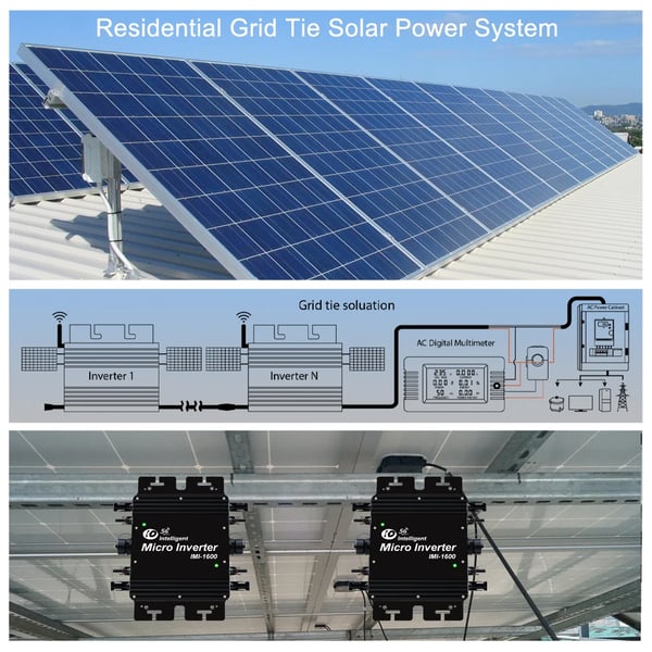 Sol inverter, MPPT-teknologi, overvågning i realtid,1600W inverter, 230V, DC 20-50V