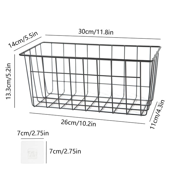 Opbevaringskurve, Metal Konstruktion, Væghængt, 30 x 14 x 13,3 cm (11,81 x 5,51 x 5,24 in), Belastningsevne: 5-10 kg (11,02-22,05 lbs), 4 Stykker