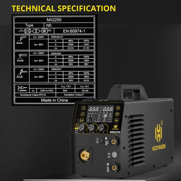 Svejsemaskine, 6-i-1 funktionalitet, brugervenligt kontrolsystem,MIG250