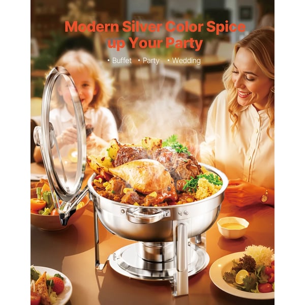 Chafing Dish, 5 Quart, inkluderer vandpande og foldestativ,2 pakker