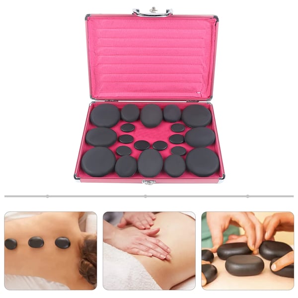 Varmesten Massage Sæt, Sten Dimensioner: 8x8 cm, 6x8 cm, 5x6 cm, 4x3 cm, Effekt: 220W, Spænding: 220V