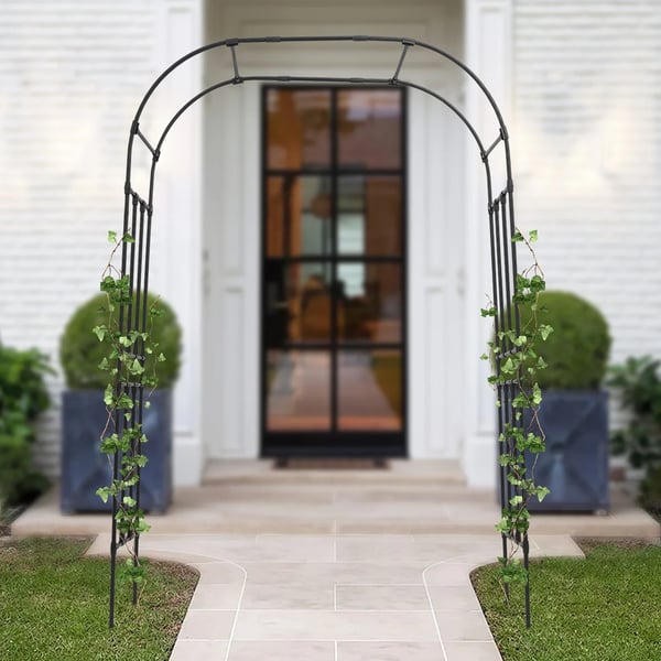 Havebue Trellis, Fritstående Design, Dekorativ Snoet Mønster,sort