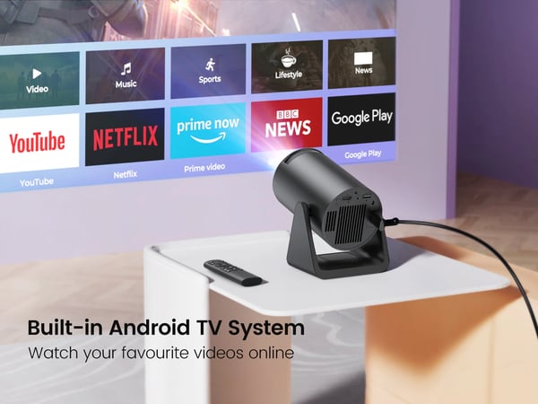 Mini projektor, Android TV 11.0, 300 ANSI lumen,Wimius L1, EU -stik
