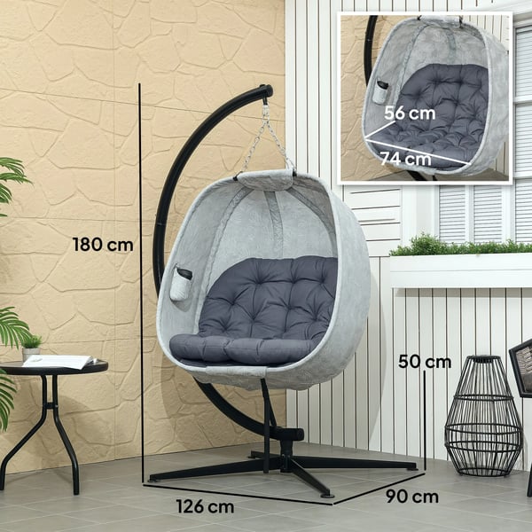 Hängmatta, hopfällbar design, mjuka kuddar, Grå