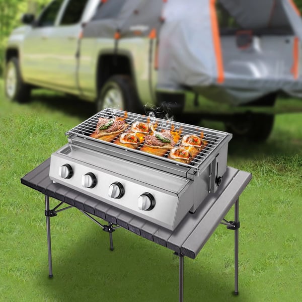 Gasgrill, Rustfrit Stål, Dimensioner 558mm x 232mm, Lavtryksventil, Gastype LPG, Model GB-04