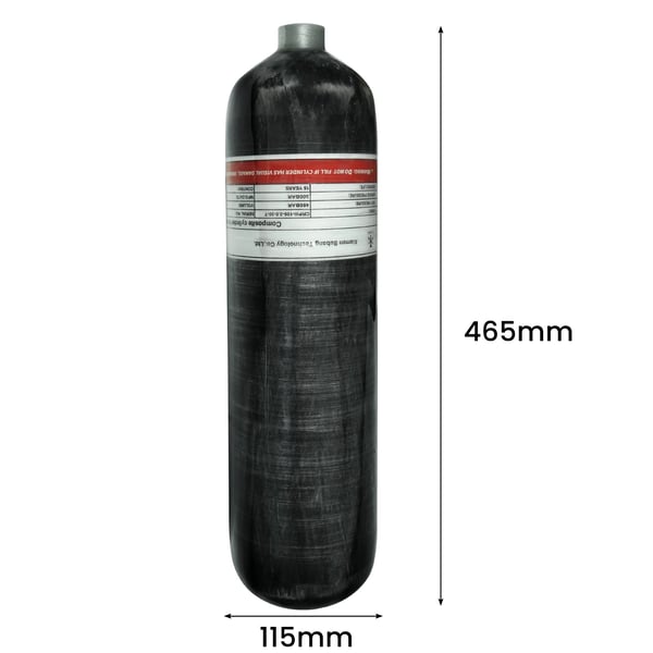 Cylinder, 300 BAR Tryk, Kulfiber Konstruktion,3L med ventil