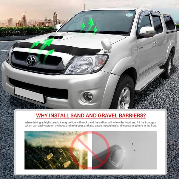 Hætteafviser, Holdbart ABS-materiale, Kompatibel med Toyota Hilux Vigo 2005-2010,motorhjelm beskyttelse