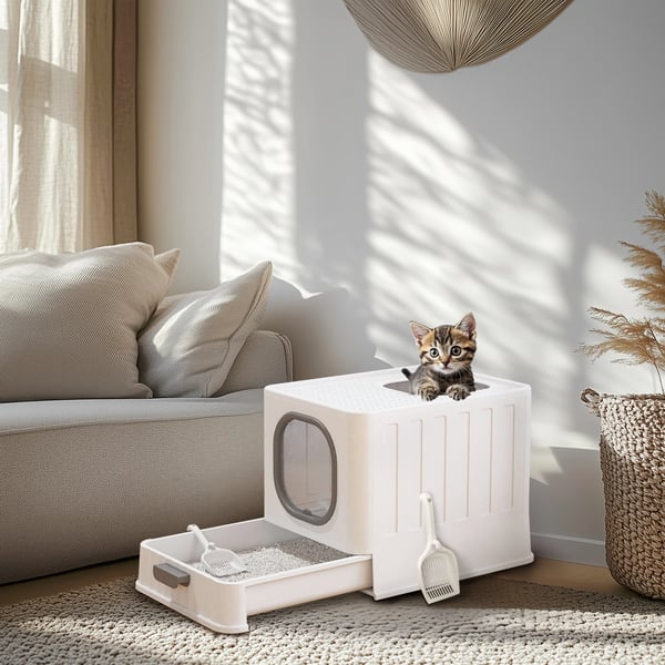 Kattebakke, Lukkede Design, Nem at Rengøre,GRÅ