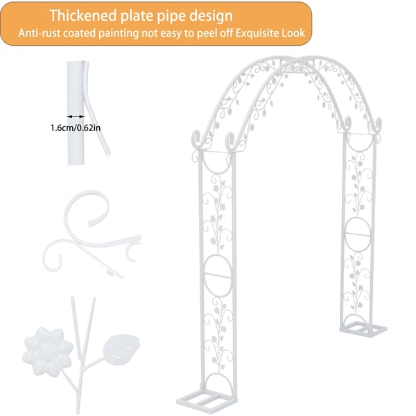 Metallbröllopsbåge, Elegant Design, Robust Konstruktion,Mjölkvit, XXL