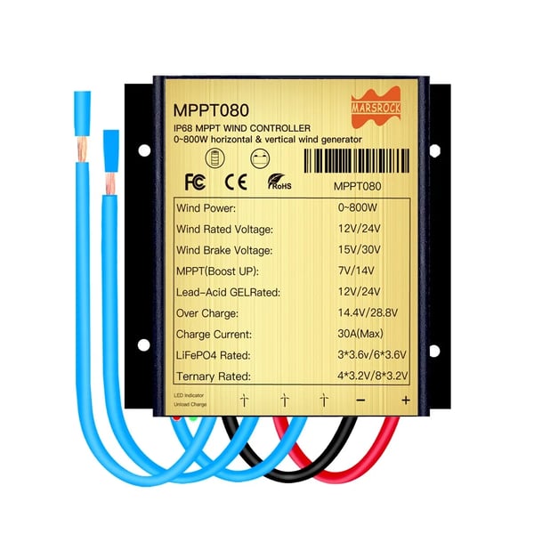 MPPT-controller, vandtæt design, bred kompatibilitet,800W MPPT-controller, 30A, 12V 24V