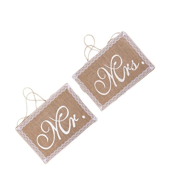 Stolebanner Sæt, Jute og Blonde, Romantisk Bryllupsdekoration,2stk som vist
