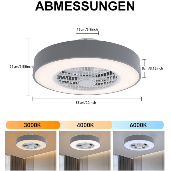 Loftventilator, Fjernbetjening, 6 Hastigheder,HVID