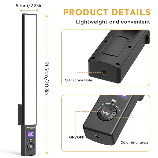 Video Light Stick, RGB-tilstande, genopladeligt batteri,rgb lys