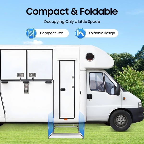 Aluminium RV Trin, Foldbart Design, Høj Belastningskapacitet,Sølv