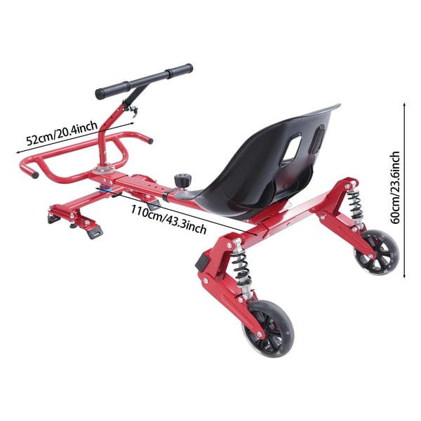 Scooter sædebeslag, justerbart design, forbedret stabilitet, rød